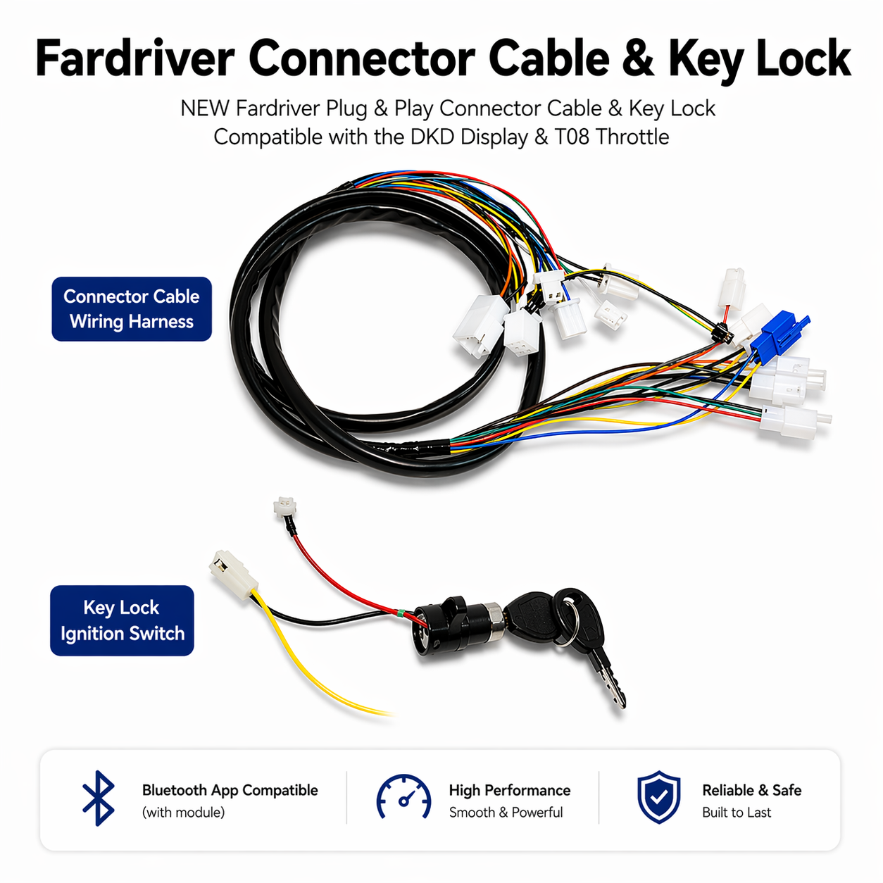 NEW Fardriver Plug & play Connector Cable & Key Lock