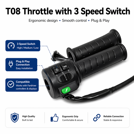 T08 Full Twist Throttle with 3-Speed Switch