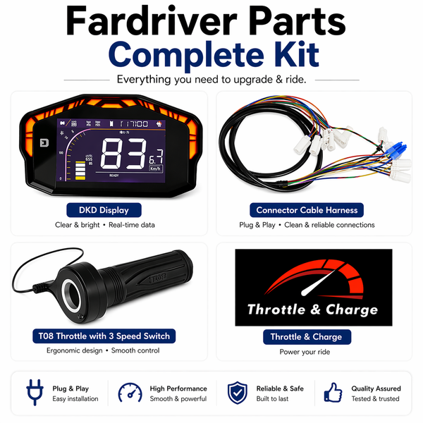DKD Screen + T-08 Throttle + Fardriver Plug & Play Cable – Complete Ki ...