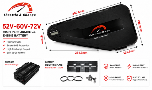 High-Performance Triangle Lithium E-Bike Battery – 52V / 60V / 72V
